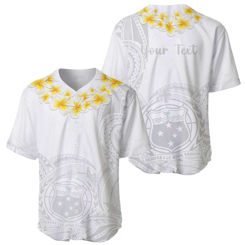 Personalised Samoa White Sunday Baseball Jersey Lotu Tamaiti 2023 With Coat Of Arms - Wonder Print Shop