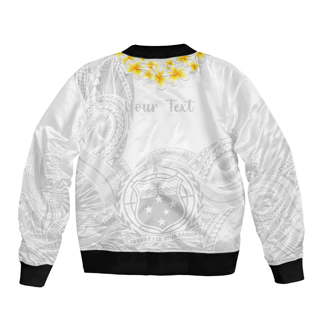 Personalised Samoa White Sunday Bomber Jacket Lotu Tamaiti 2023 With Coat Of Arms - Wonder Print Shop