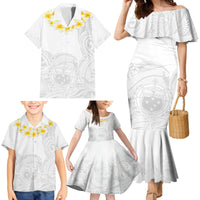 Personalised Samoa White Sunday Family Matching Mermaid Dress and Hawaiian Shirt Lotu Tamaiti 2023 With Coat Of Arms - Wonder Print Shop