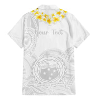 Personalised Samoa White Sunday Family Matching Mermaid Dress and Hawaiian Shirt Lotu Tamaiti 2023 With Coat Of Arms - Wonder Print Shop