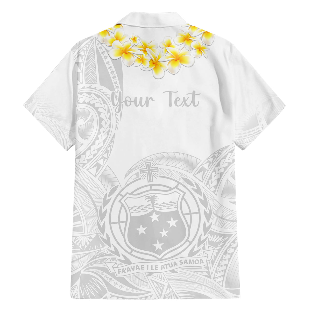 Personalised Samoa White Sunday Family Matching Short Sleeve Bodycon Dress and Hawaiian Shirt Lotu Tamaiti 2023 With Coat Of Arms - Wonder Print Shop
