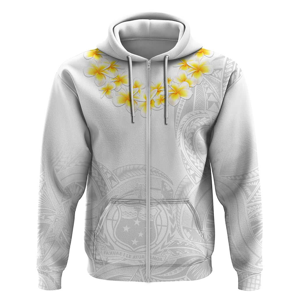 Personalised Samoa White Sunday Hoodie Lotu Tamaiti 2023 With Coat Of Arms - Wonder Print Shop