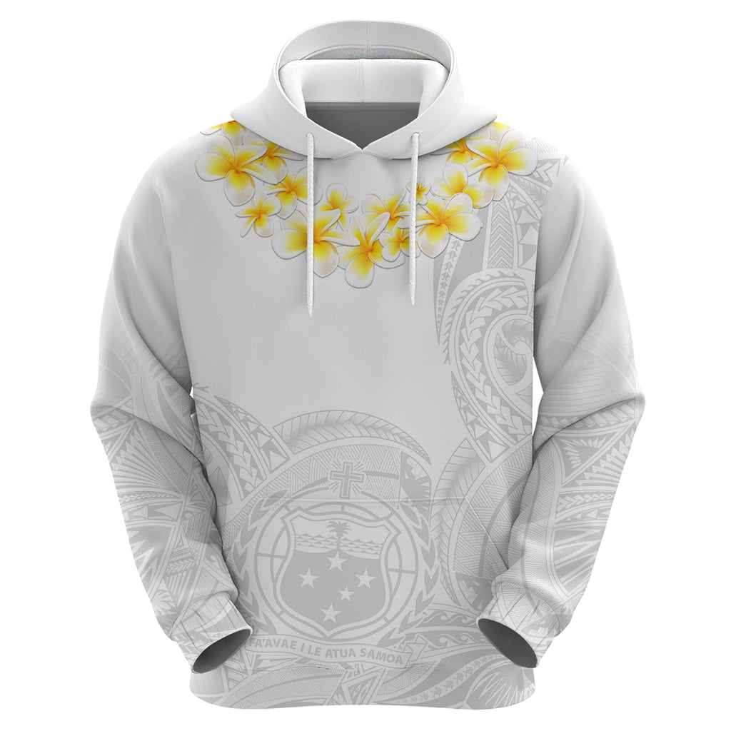 Personalised Samoa White Sunday Hoodie Lotu Tamaiti 2023 With Coat Of Arms - Wonder Print Shop