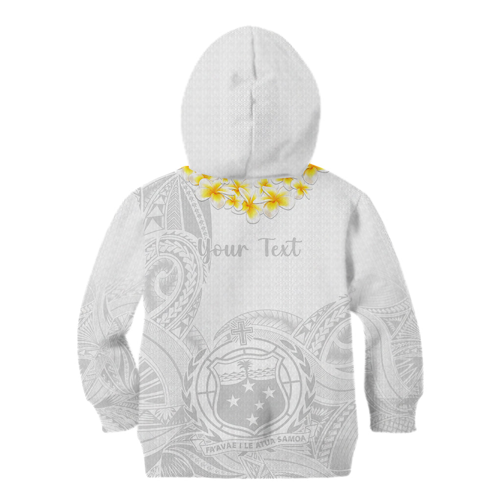 Personalised Samoa White Sunday Kid Hoodie Lotu Tamaiti 2023 With Coat Of Arms - Wonder Print Shop