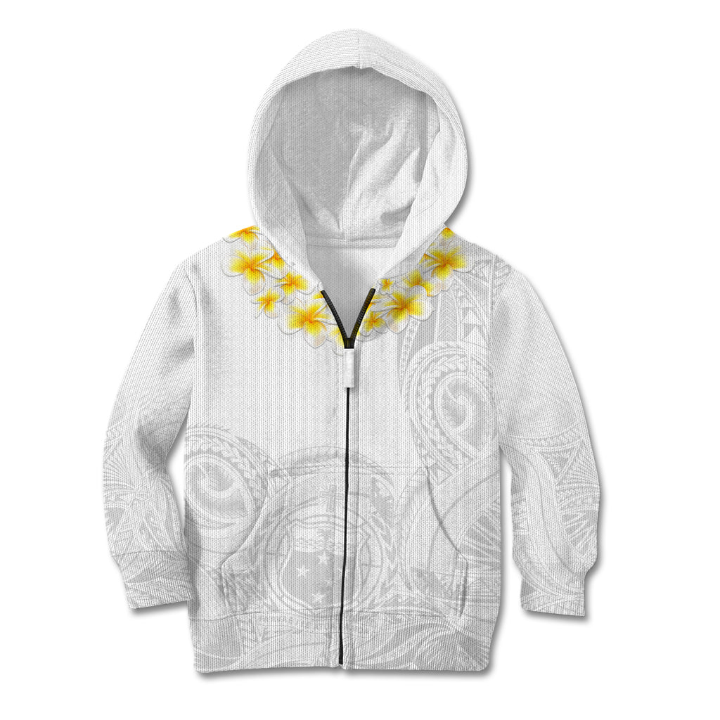 Personalised Samoa White Sunday Kid Hoodie Lotu Tamaiti 2023 With Coat Of Arms - Wonder Print Shop