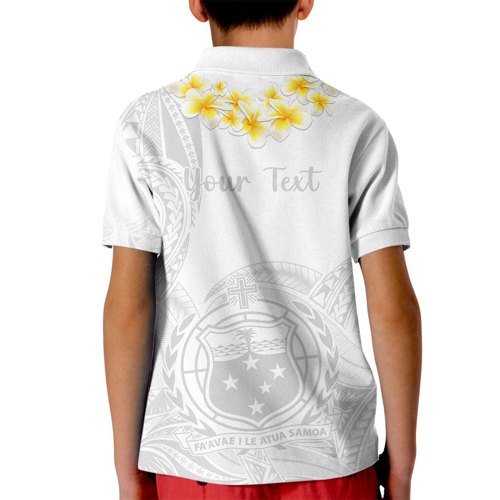 Personalised Samoa White Sunday Kid Polo Shirt Lotu Tamaiti 2023 With Coat Of Arms - Wonder Print Shop