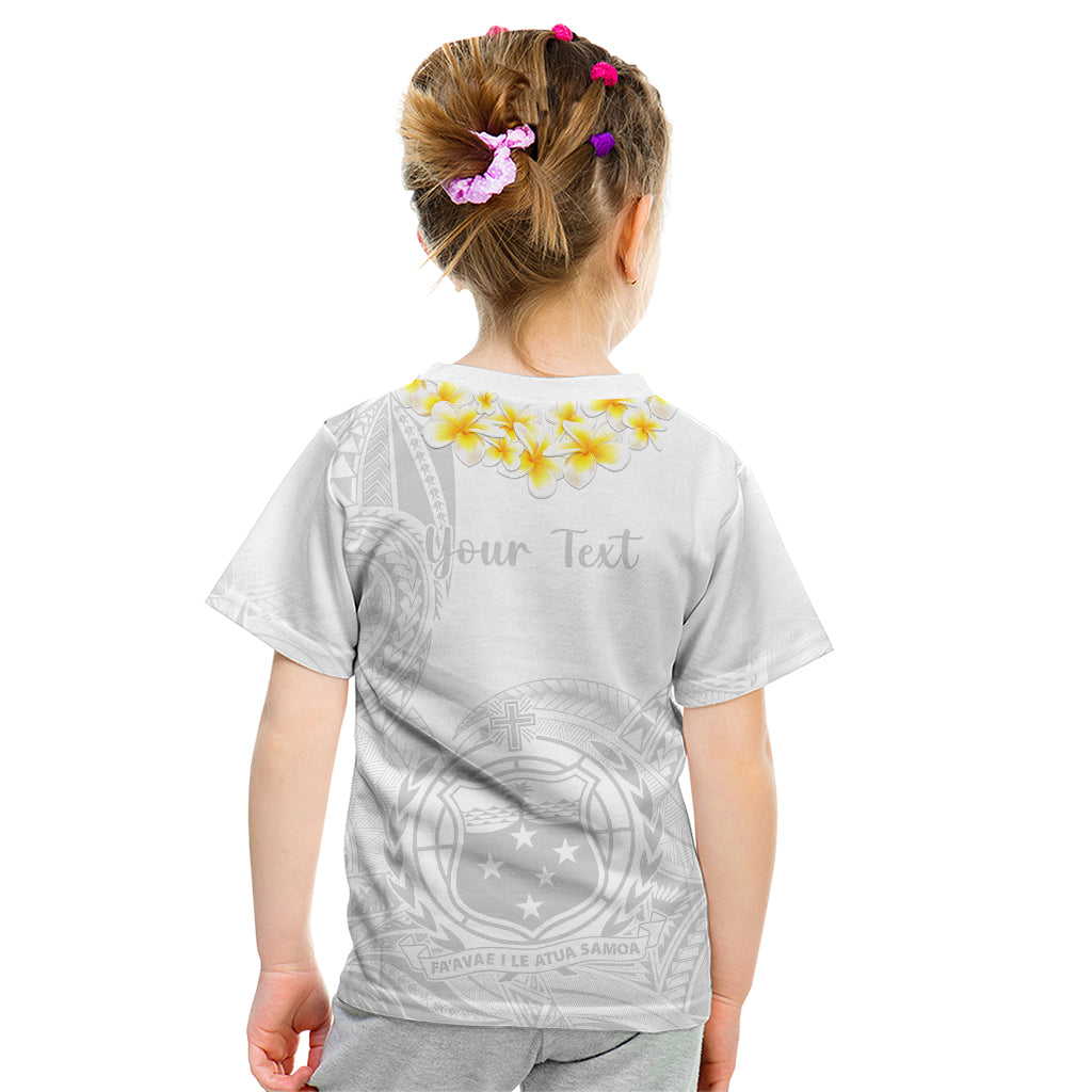 Personalised Samoa White Sunday Kid T Shirt Lotu Tamaiti 2023 With Coat Of Arms - Wonder Print Shop