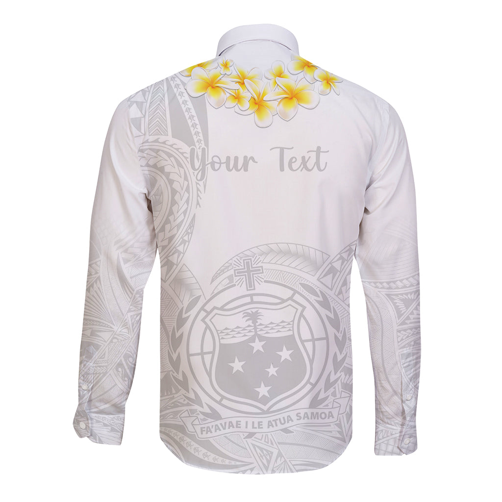 Personalised Samoa White Sunday Long Sleeve Button Shirt Lotu Tamaiti 2023 With Coat Of Arms - Wonder Print Shop