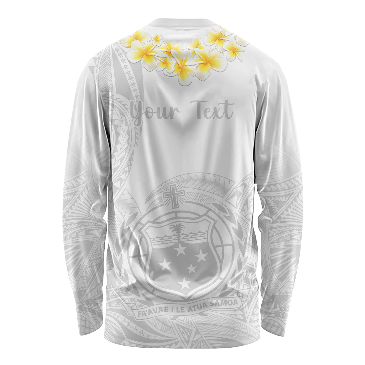 Personalised Samoa White Sunday Long Sleeve Shirt Lotu Tamaiti 2023 With Coat Of Arms - Wonder Print Shop