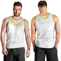 Personalised Samoa White Sunday Men Tank Top Lotu Tamaiti 2023 With Coat Of Arms - Wonder Print Shop