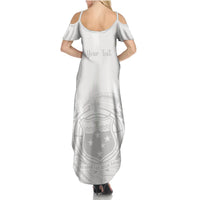 Personalised Samoa White Sunday Summer Maxi Dress Lotu Tamaiti 2023 With Coat Of Arms - Wonder Print Shop