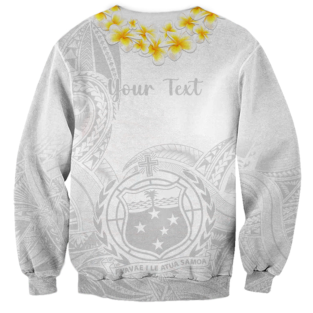 Personalised Samoa White Sunday Sweatshirt Lotu Tamaiti 2023 With Coat Of Arms - Wonder Print Shop