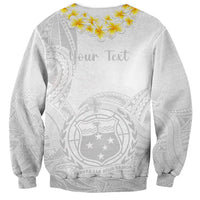 Personalised Samoa White Sunday Sweatshirt Lotu Tamaiti 2023 With Coat Of Arms - Wonder Print Shop