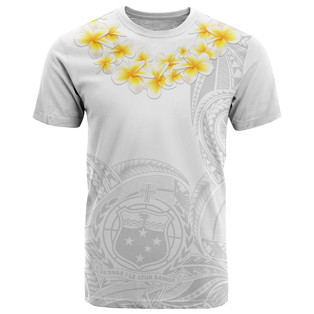 Personalised Samoa White Sunday T Shirt Lotu Tamaiti 2023 With Coat Of Arms - Wonder Print Shop