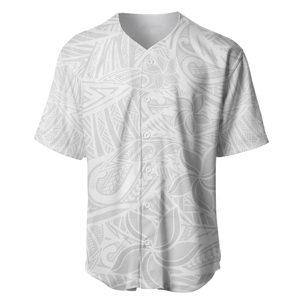 Polynesia White Sunday Baseball Jersey Polynesian Pattern With Tropical Flowers - Wonder Print Shop