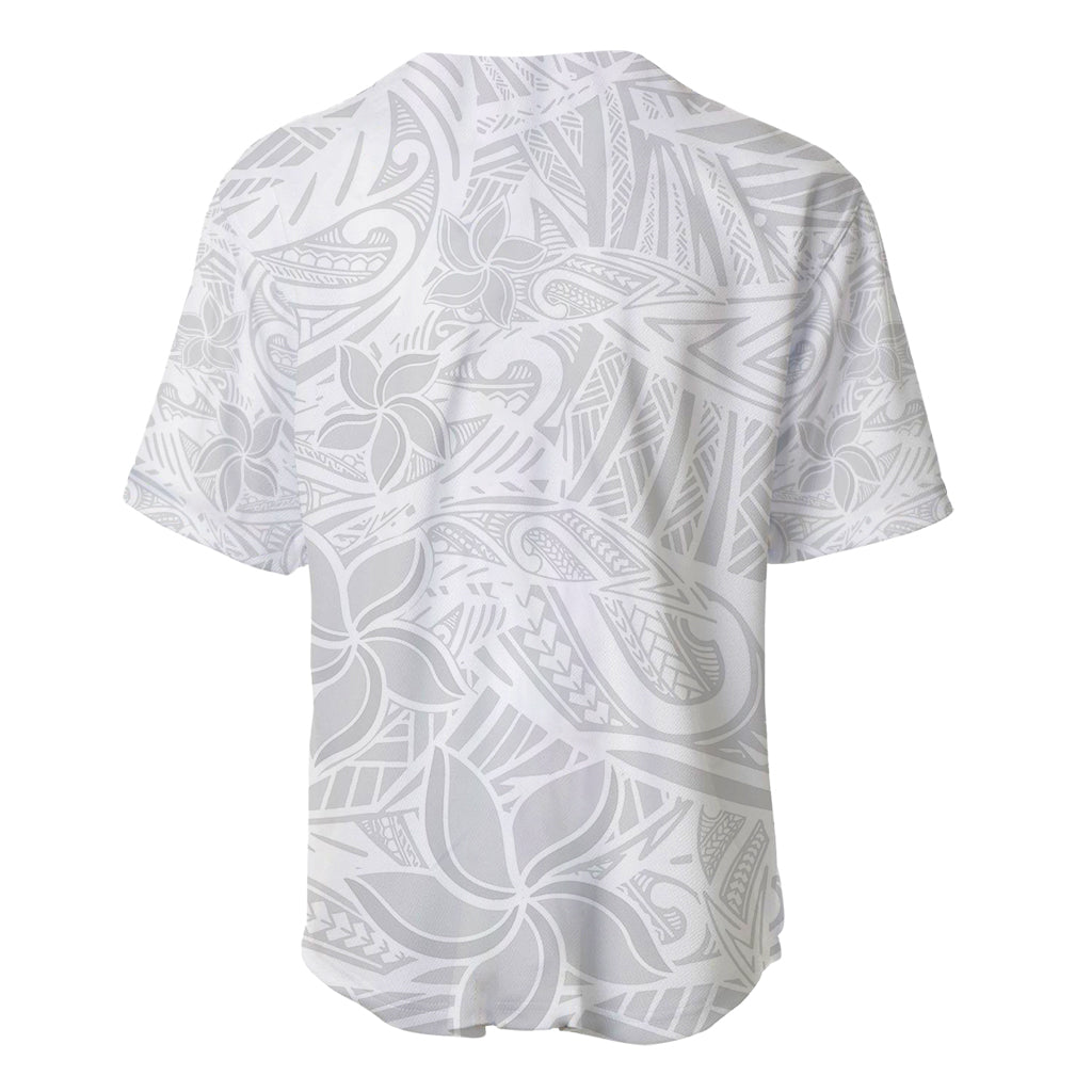 Polynesia White Sunday Baseball Jersey Polynesian Pattern With Tropical Flowers - Wonder Print Shop