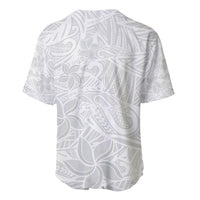 Polynesia White Sunday Baseball Jersey Polynesian Pattern With Tropical Flowers - Wonder Print Shop