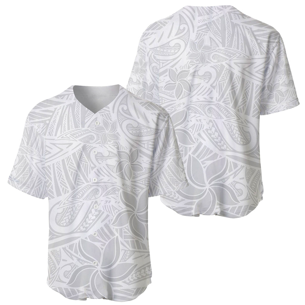 Polynesia White Sunday Baseball Jersey Polynesian Pattern With Tropical Flowers - Wonder Print Shop