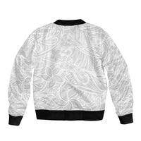 Polynesia White Sunday Bomber Jacket Polynesian Pattern With Tropical Flowers - Wonder Print Shop