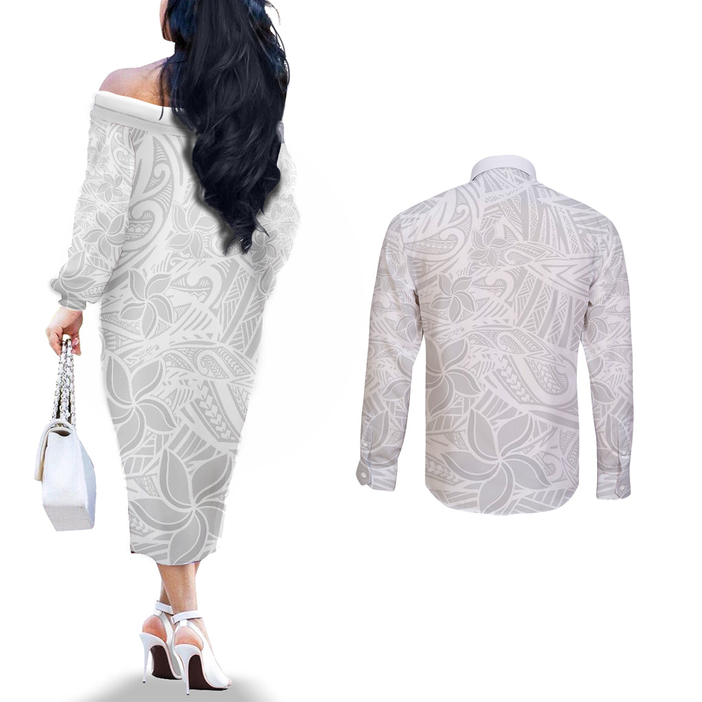 polynesia-white-sunday-couples-matching-off-the-shoulder-long-sleeve-dress-and-long-sleeve-button-shirts-polynesian-pattern-with-tropical-flowers
