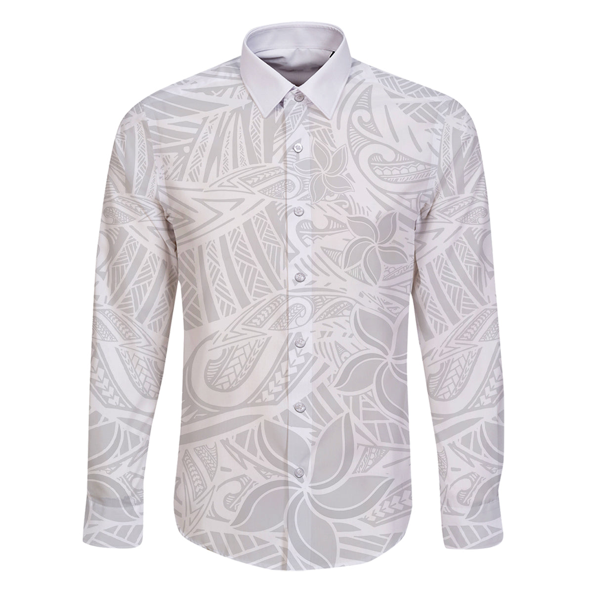 Polynesia White Sunday Family Matching Puletasi Dress and Hawaiian Shirt Polynesian Pattern With Tropical Flowers - Wonder Print Shop