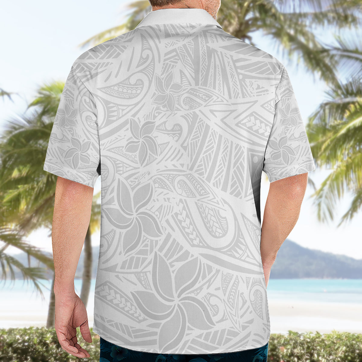 Polynesia White Sunday Hawaiian Shirt Polynesian Pattern With Tropical Flowers - Wonder Print Shop