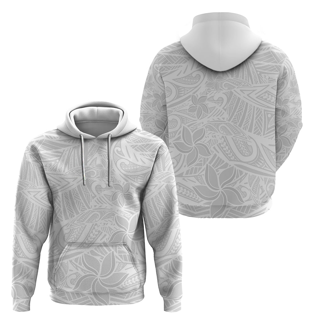 Polynesia White Sunday Hoodie Polynesian Pattern With Tropical Flowers - Wonder Print Shop