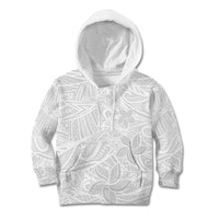 Polynesia White Sunday Kid Hoodie Polynesian Pattern With Tropical Flowers - Wonder Print Shop