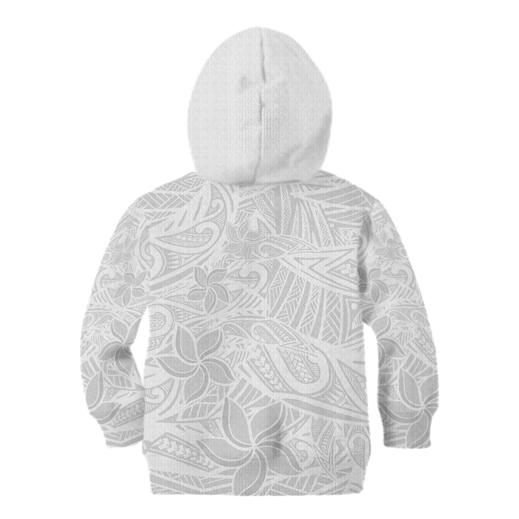Polynesia White Sunday Kid Hoodie Polynesian Pattern With Tropical Flowers - Wonder Print Shop