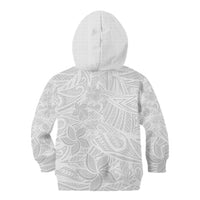 Polynesia White Sunday Kid Hoodie Polynesian Pattern With Tropical Flowers - Wonder Print Shop