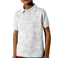 Polynesia White Sunday Kid Polo Shirt Polynesian Pattern With Tropical Flowers - Wonder Print Shop