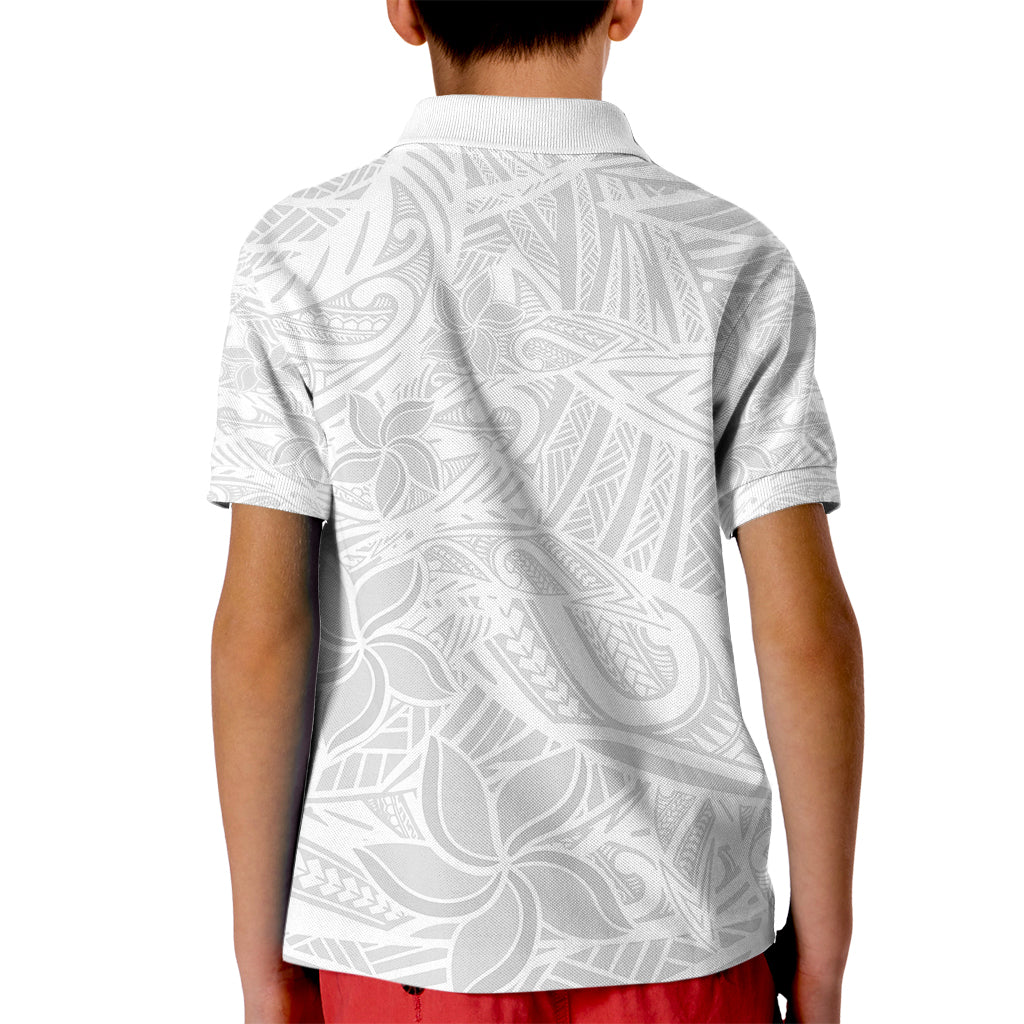 Polynesia White Sunday Kid Polo Shirt Polynesian Pattern With Tropical Flowers - Wonder Print Shop