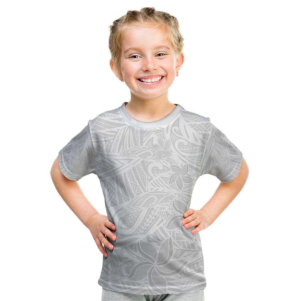 Polynesia White Sunday Kid T Shirt Polynesian Pattern With Tropical Flowers - Wonder Print Shop
