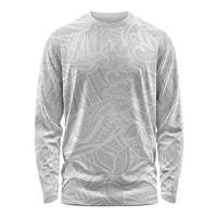 Polynesia White Sunday Long Sleeve Shirt Polynesian Pattern With Tropical Flowers - Wonder Print Shop