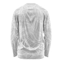 Polynesia White Sunday Long Sleeve Shirt Polynesian Pattern With Tropical Flowers - Wonder Print Shop