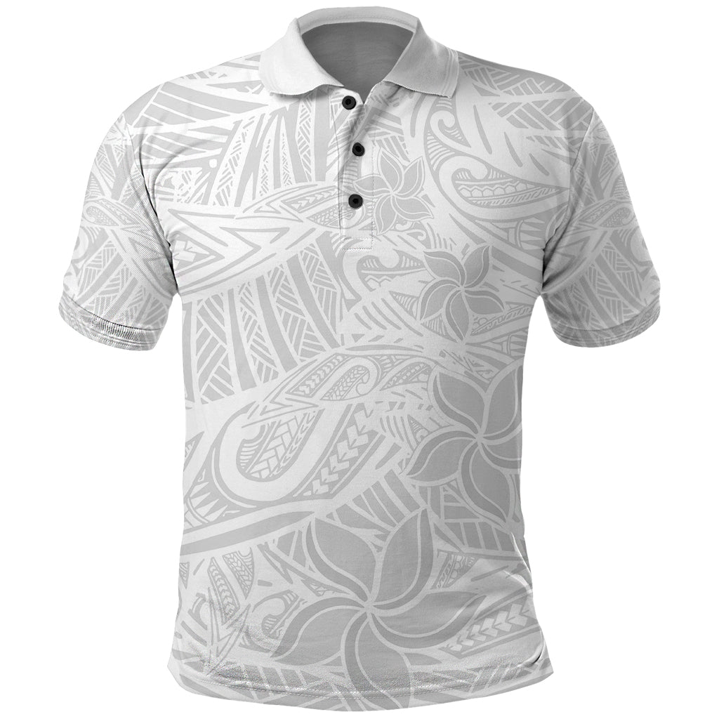 Polynesia White Sunday Polo Shirt Polynesian Pattern With Tropical Flowers - Wonder Print Shop
