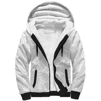 Polynesia White Sunday Sherpa Hoodie Polynesian Pattern With Tropical Flowers - Wonder Print Shop