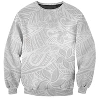Polynesia White Sunday Sweatshirt Polynesian Pattern With Tropical Flowers - Wonder Print Shop