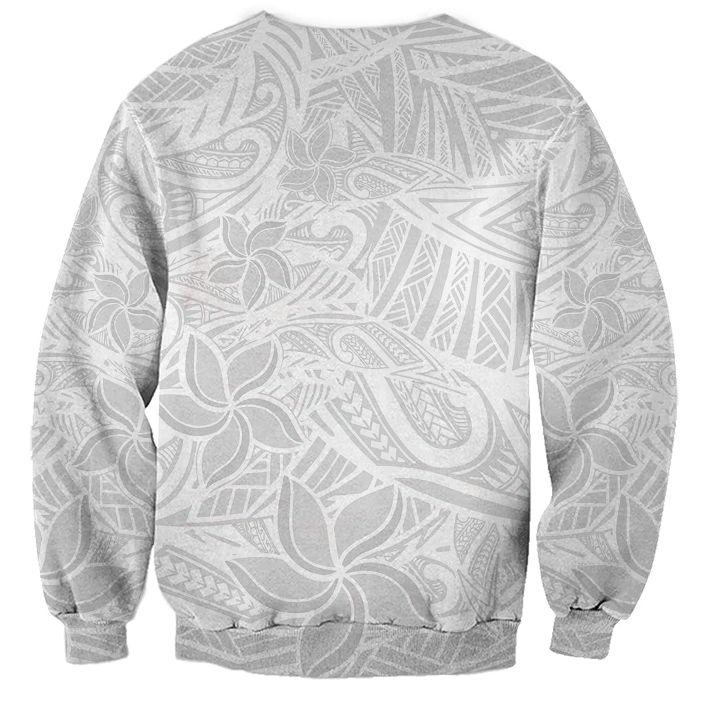 Polynesia White Sunday Sweatshirt Polynesian Pattern With Tropical Flowers - Wonder Print Shop
