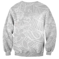 Polynesia White Sunday Sweatshirt Polynesian Pattern With Tropical Flowers - Wonder Print Shop