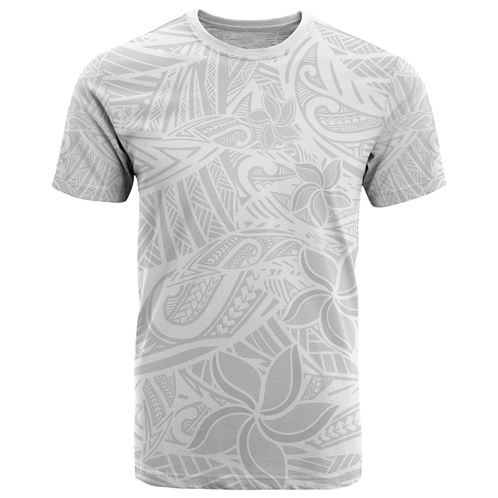 Polynesia White Sunday T Shirt Polynesian Pattern With Tropical Flowers - Wonder Print Shop