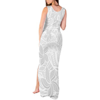 Polynesia White Sunday Tank Maxi Dress Polynesian Pattern With Tropical Flowers - Wonder Print Shop