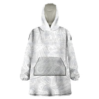 Polynesia White Sunday Wearable Blanket Hoodie Polynesian Pattern With Tropical Flowers - Wonder Print Shop