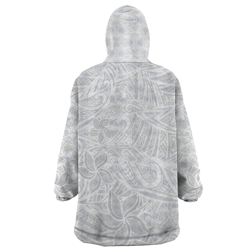 Polynesia White Sunday Wearable Blanket Hoodie Polynesian Pattern With Tropical Flowers - Wonder Print Shop
