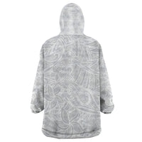 Polynesia White Sunday Wearable Blanket Hoodie Polynesian Pattern With Tropical Flowers - Wonder Print Shop