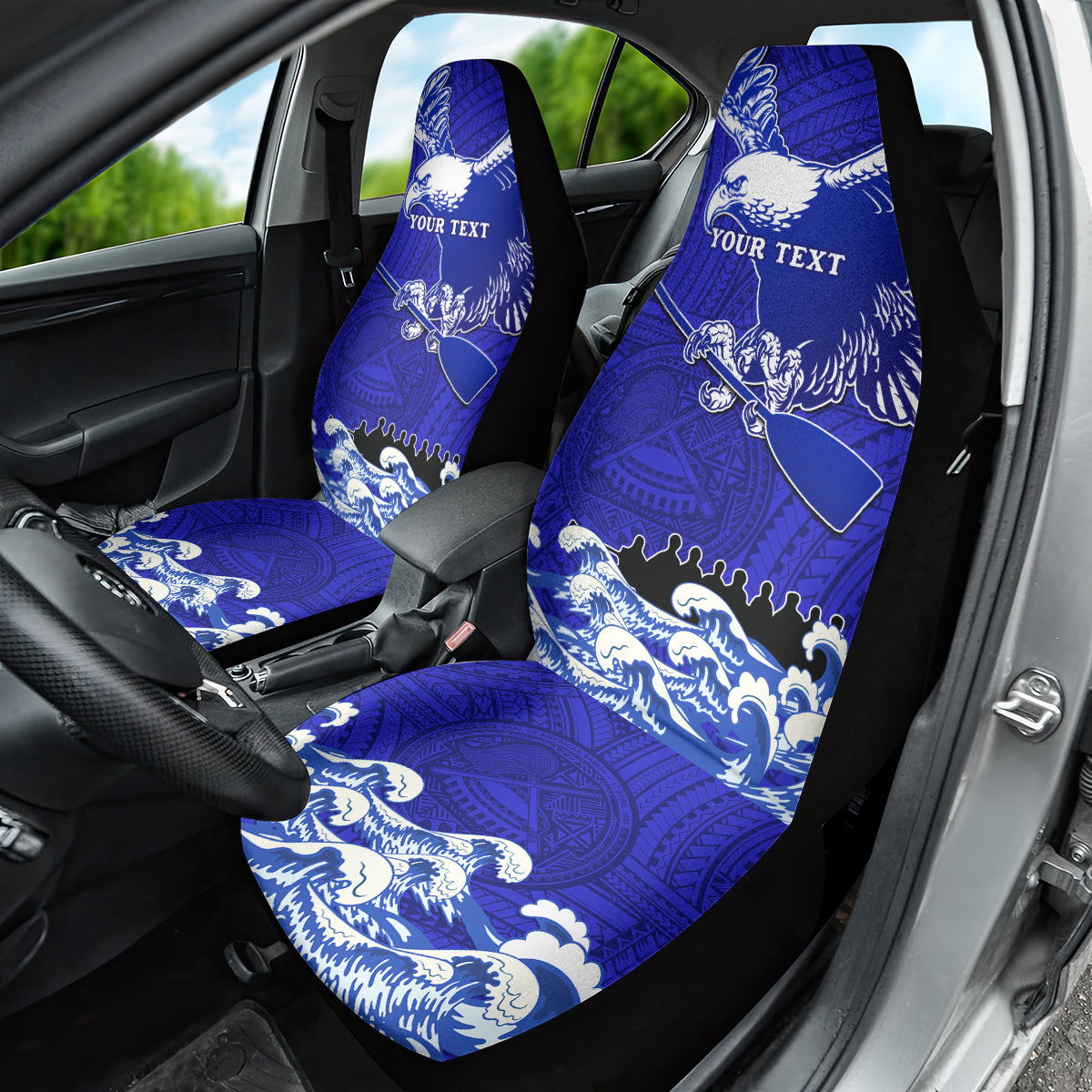 Personalised American Samoa Fautasi Race Car Seat Cover Eagle With Polynesian Pattern - Wonder Print Shop