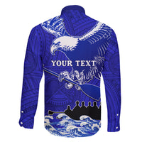 Personalised American Samoa Fautasi Race Family Matching Long Sleeve Bodycon Dress and Hawaiian Shirt Eagle With Polynesian Pattern - Wonder Print Shop