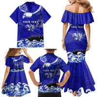 Personalised American Samoa Fautasi Race Family Matching Mermaid Dress and Hawaiian Shirt Eagle With Polynesian Pattern - Wonder Print Shop