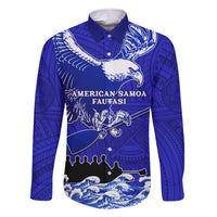 Personalised American Samoa Fautasi Race Family Matching Short Sleeve Bodycon Dress and Hawaiian Shirt Eagle With Polynesian Pattern - Wonder Print Shop