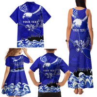 Personalised American Samoa Fautasi Race Family Matching Tank Maxi Dress and Hawaiian Shirt Eagle With Polynesian Pattern - Wonder Print Shop